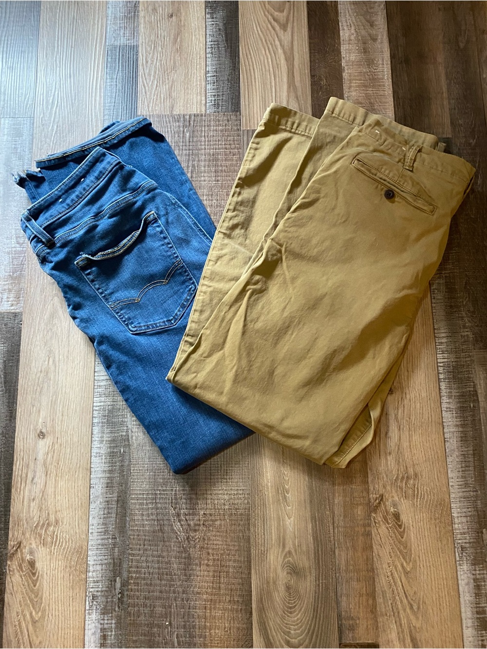 American Eagle Outfitters Straight Jeans and Chinos - Blue & Mustard